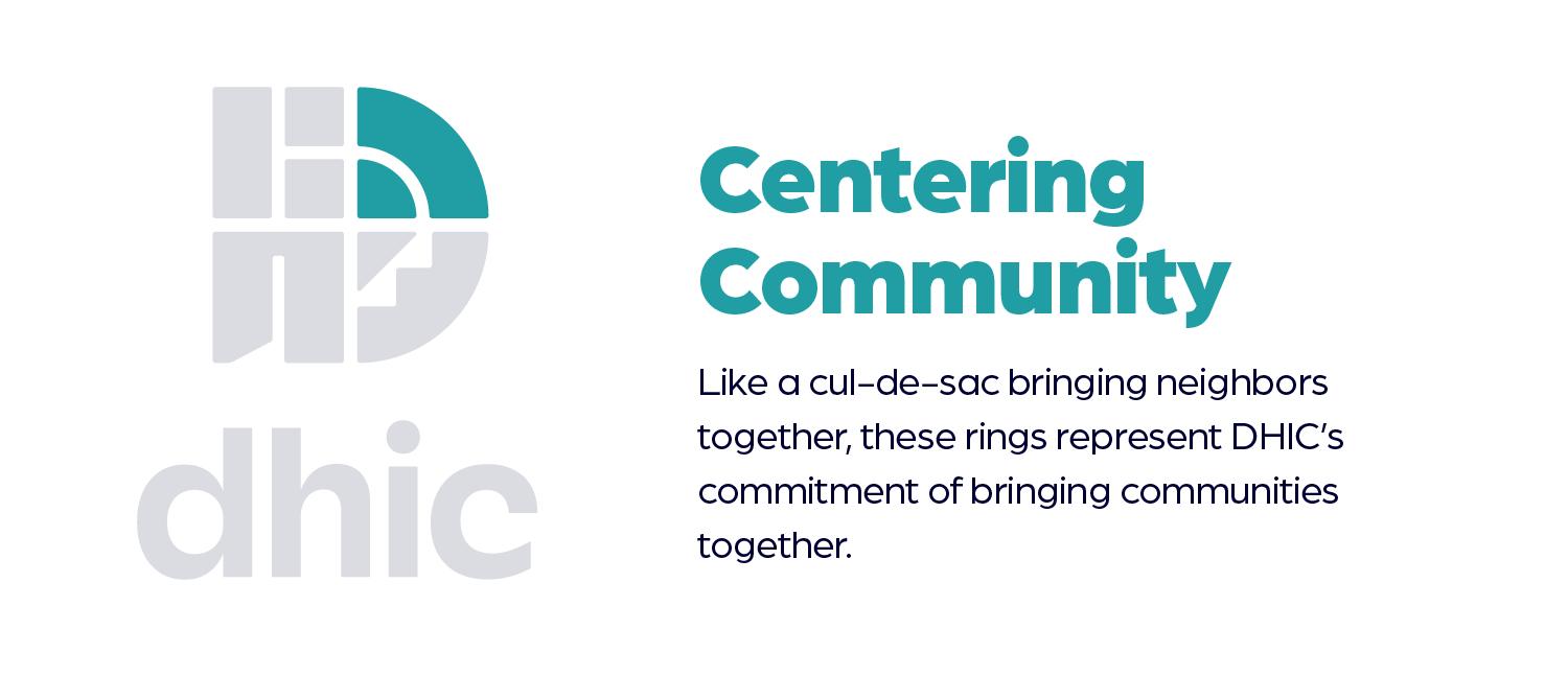 Explaining the logomark's meaning: the expanding rings in the top right quadrant represents Centering the Community
